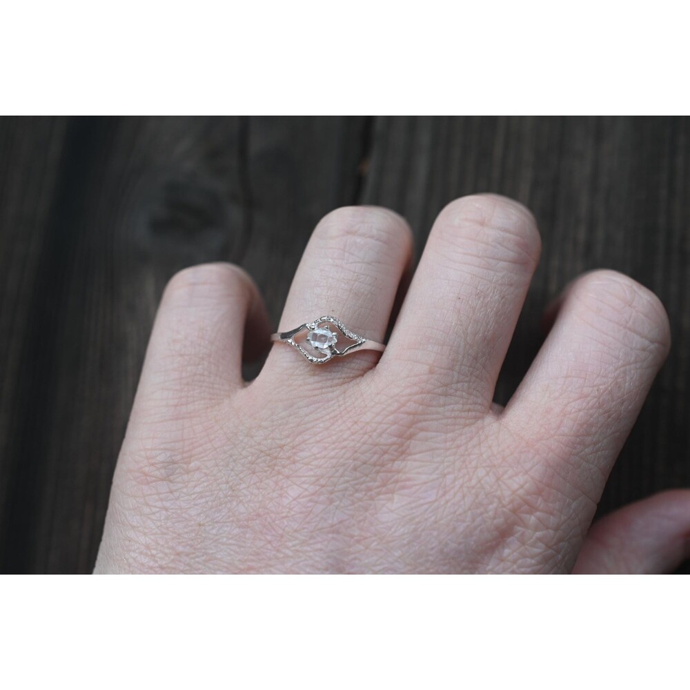 Engagement ring Herkimer diamond  sterling silver size 3 4 5 6 7 8 9 10 11 12 Am